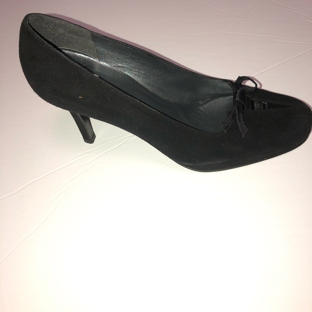 STUART weitzman bowlerama black suede heels shoe 8